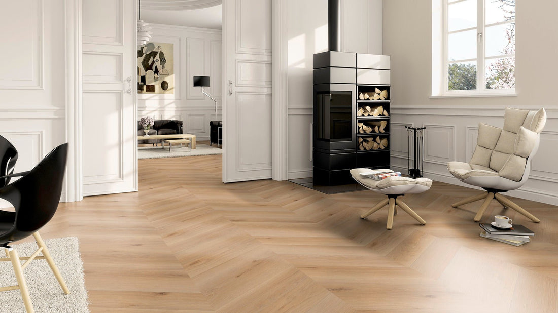 LVT Vinilinės grindys PERFORM Oak Rotterdam Chevron - Kiliminesplyteles.lt