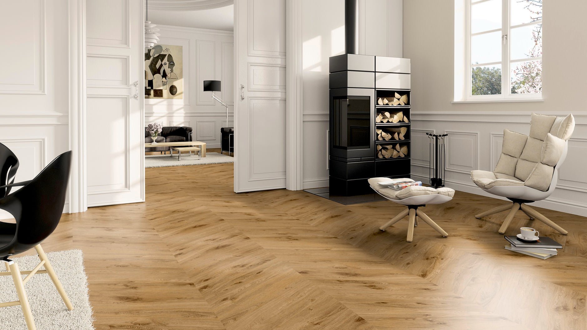 LVT Vinilinės grindys PERFORM Oak York Chevron - Kiliminesplyteles.lt