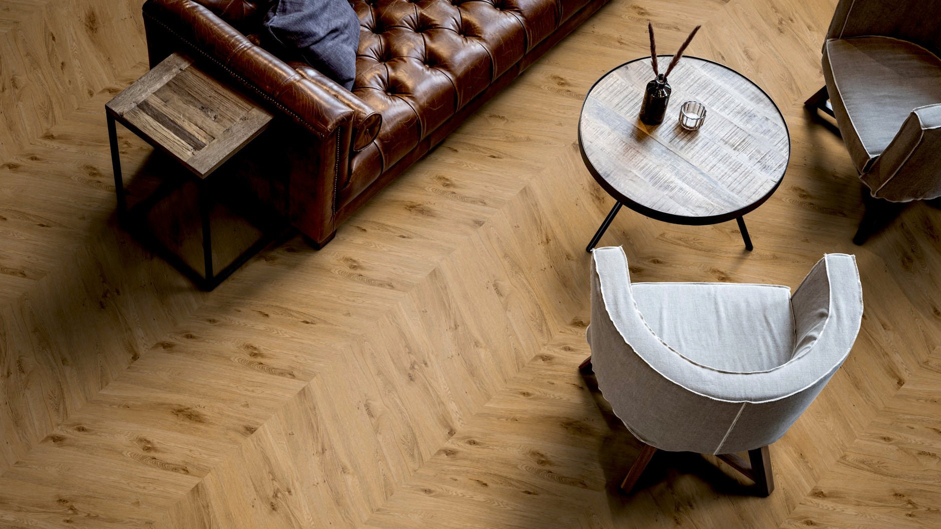 LVT Vinilinės grindys PRO Oak York Chevron - Kiliminesplyteles.lt